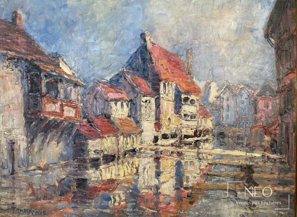Paysage urbain peint à l'huile