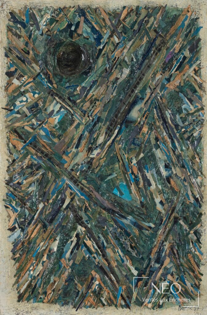Composition abstraite de Franz Beer aux lanières colorées sur toile