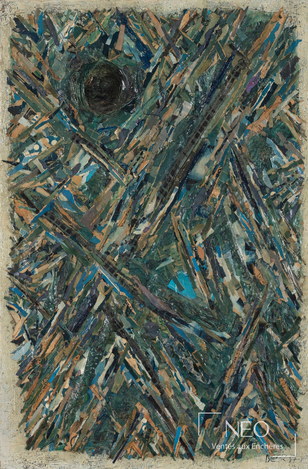 Composition abstraite de Franz Beer aux lanières colorées sur toile