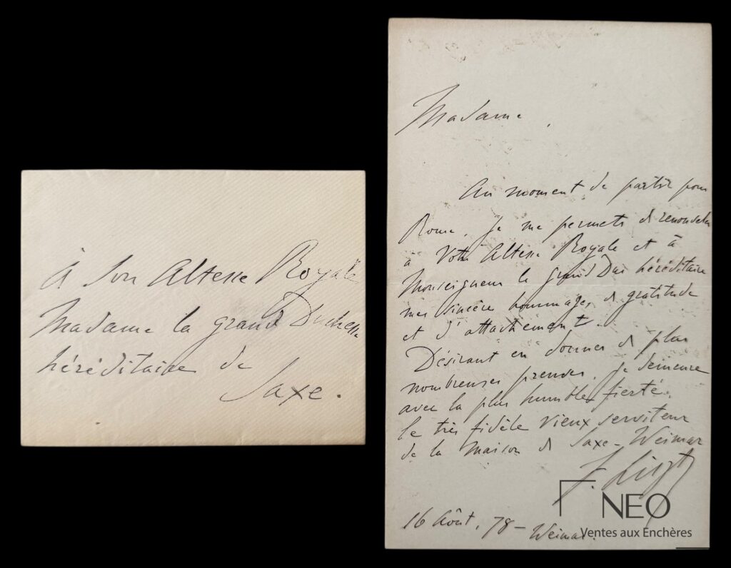 Enveloppe conservée avec adresse autographe de Franz Liszt