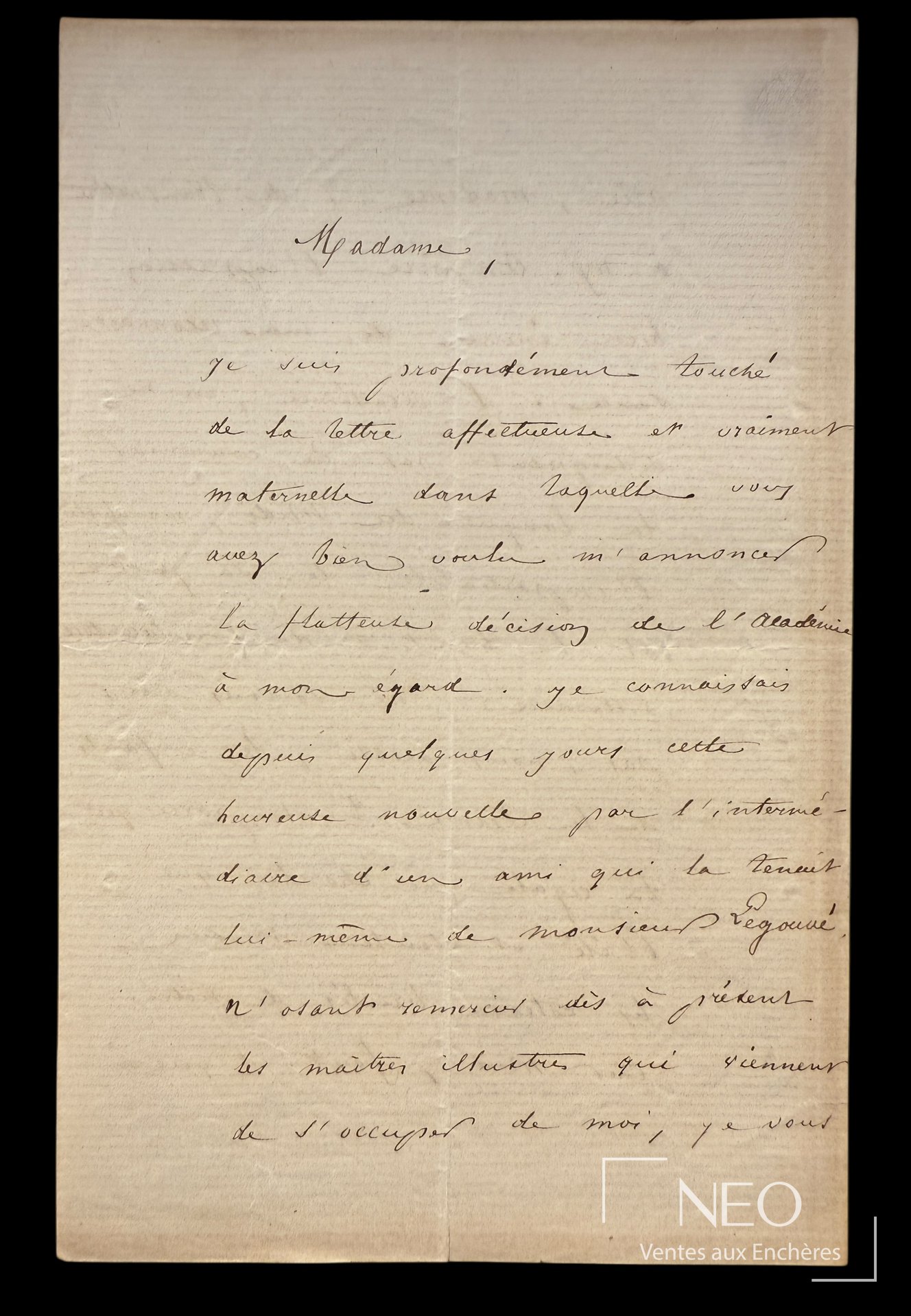 Première page manuscrite d'une lettre autographe signée de Frédéric Mistral