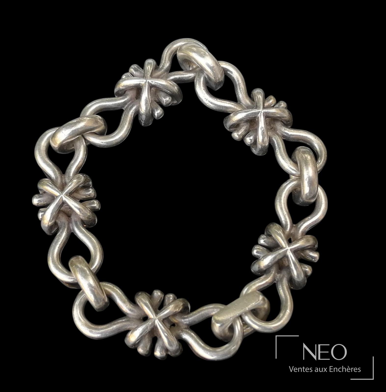 Gaëtan de Percin attribué à Hermès, bracelet en argent 925/1000