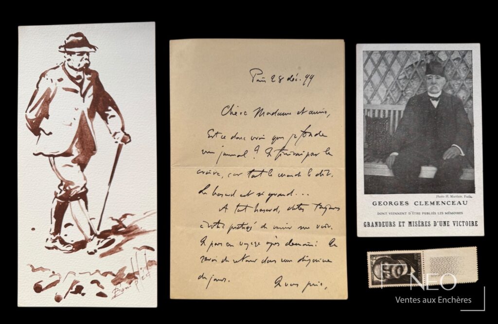 Ensemble de documents autour d'une lettre autographe signée de Georges Clemenceau