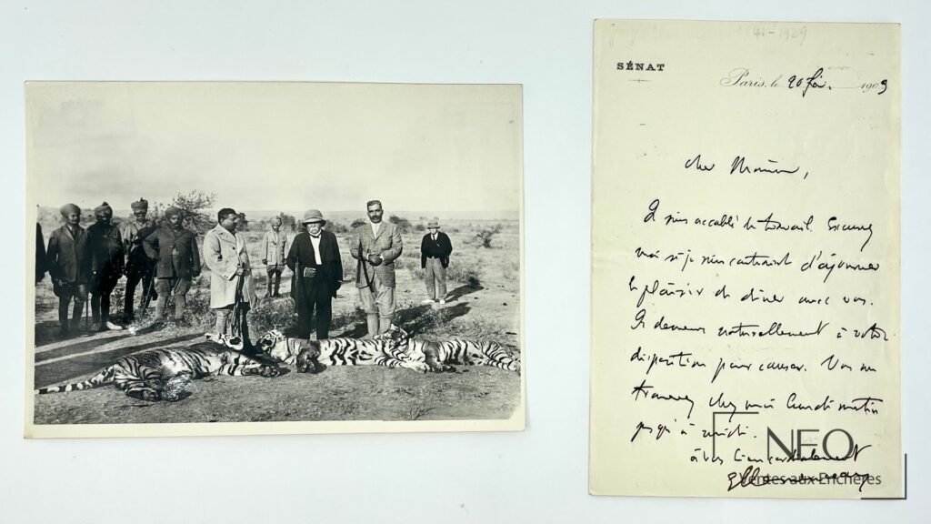 Lettre autographe signée de Georges Clemenceau avec en-tête du Sénat et photographie jointe