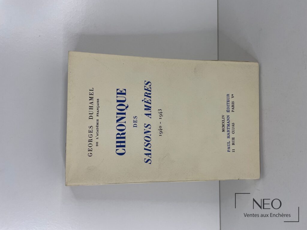 Couverture du livre Georges Duhamel Chronique des saisons amères 1940-1943