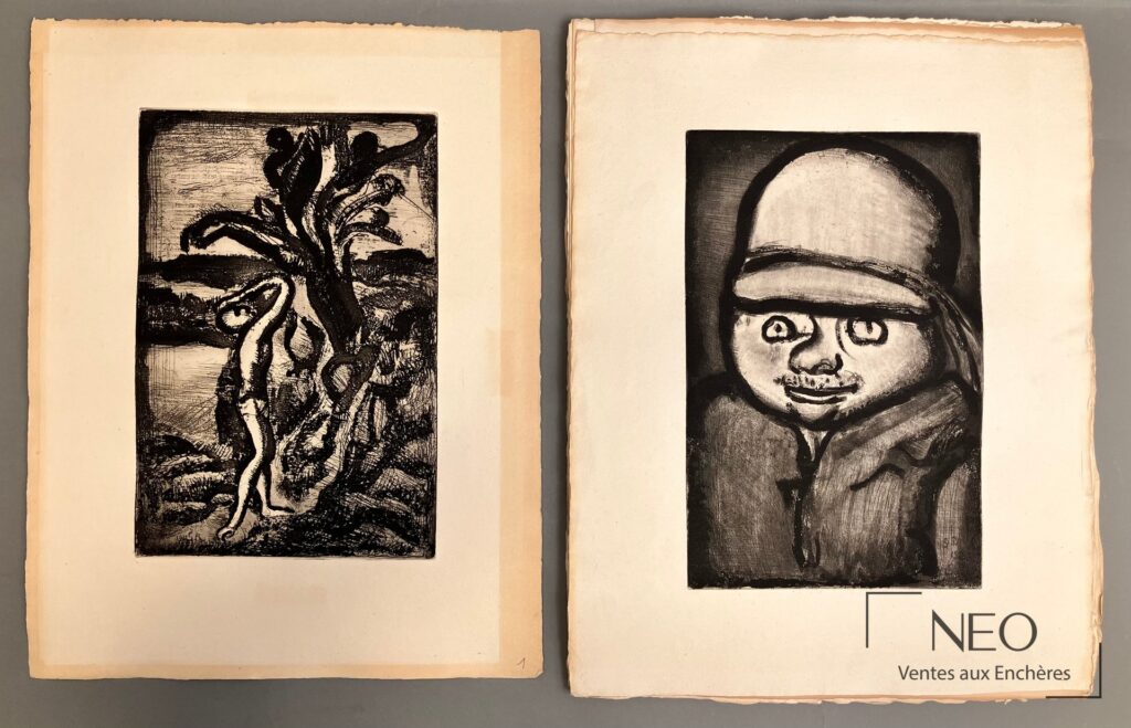 Deux planches de Georges Rouault en noir sur papier vergé