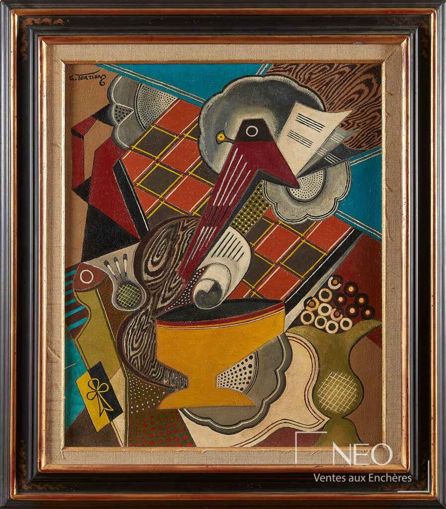 Composition abstraite à la guitare signée G. Terzian
