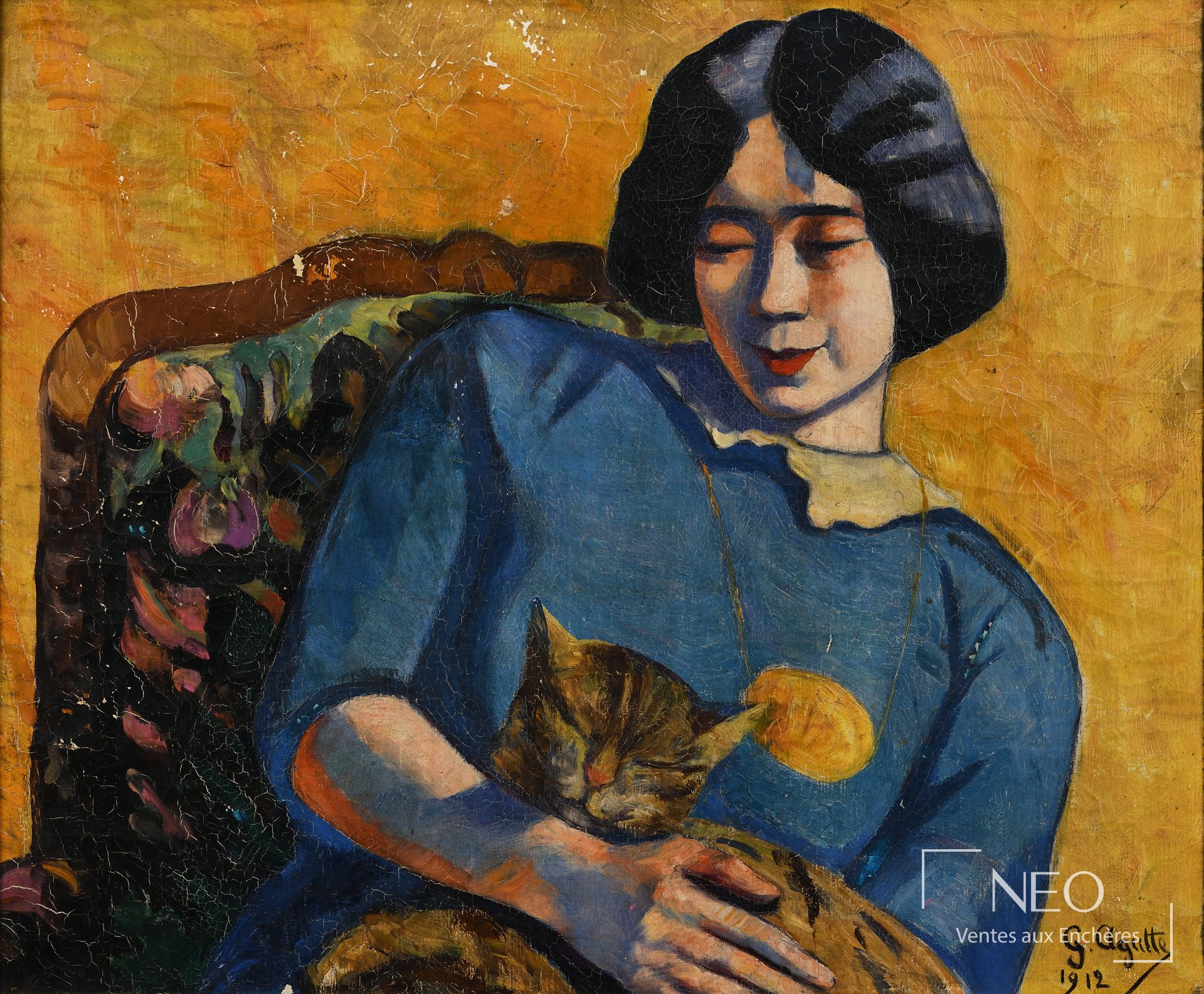 Georgette Agutte, Une asiatique assise, huile sur toile, 1912