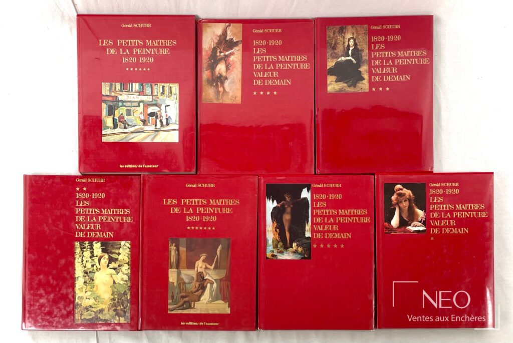 Sept volumes rouges de Gérald Schurr alignés