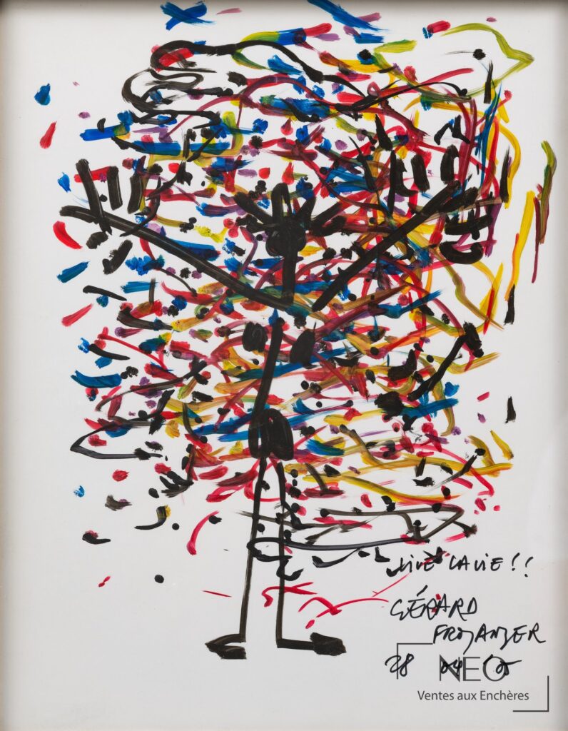 Composition colorée au feutre sur papier signée Gérard Fromanger