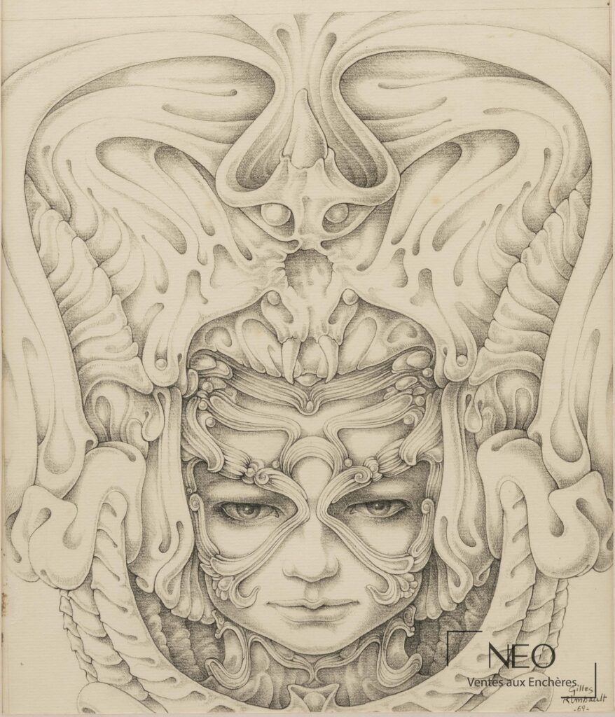 Dessin au crayon représentant un visage féminin stylisé