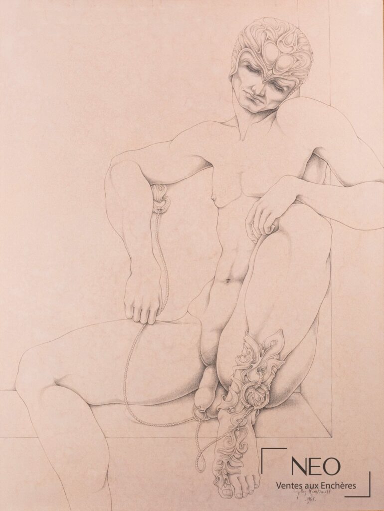 Nu masculin au crayon sur papier