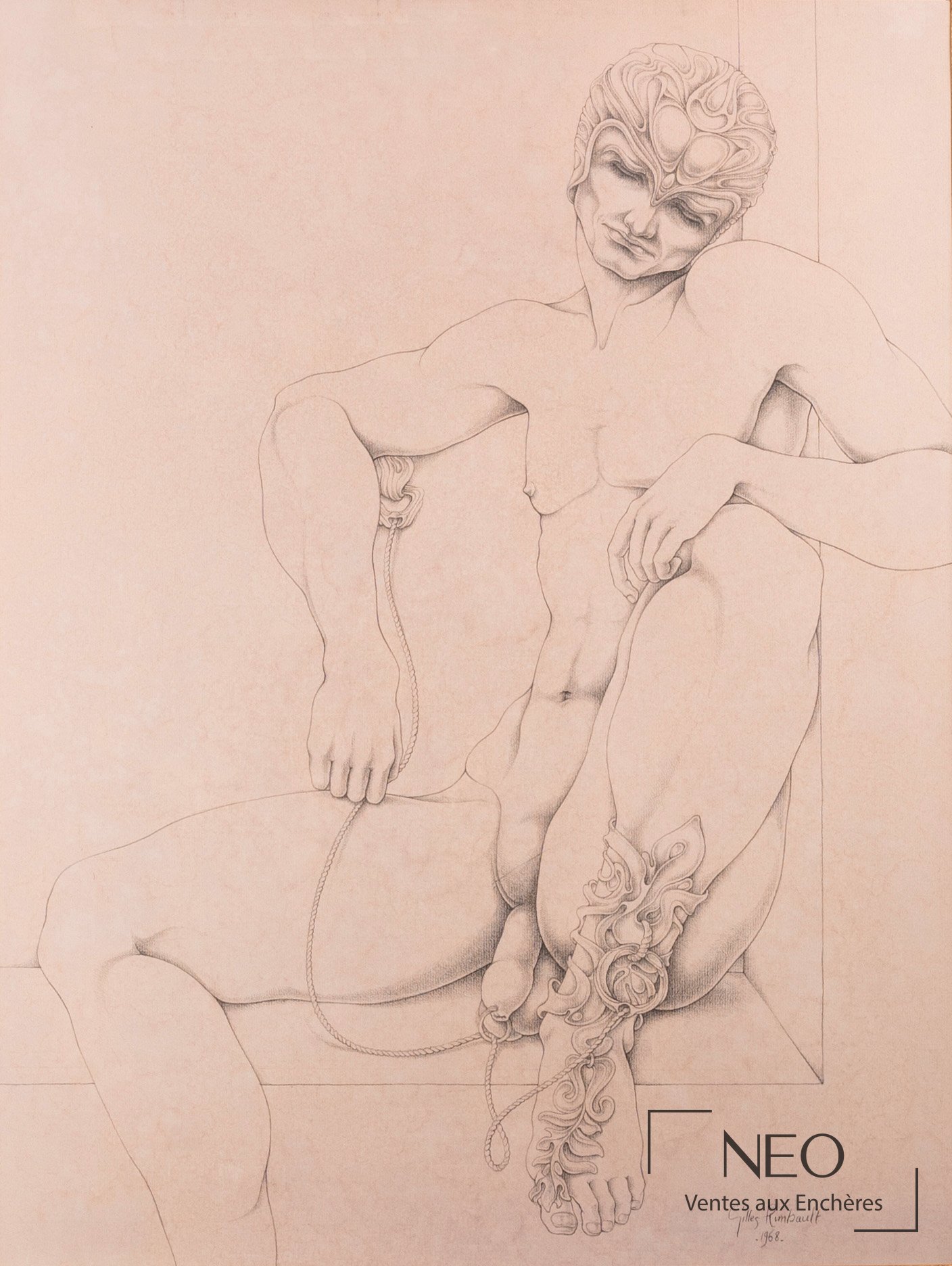 Nu masculin au crayon sur papier