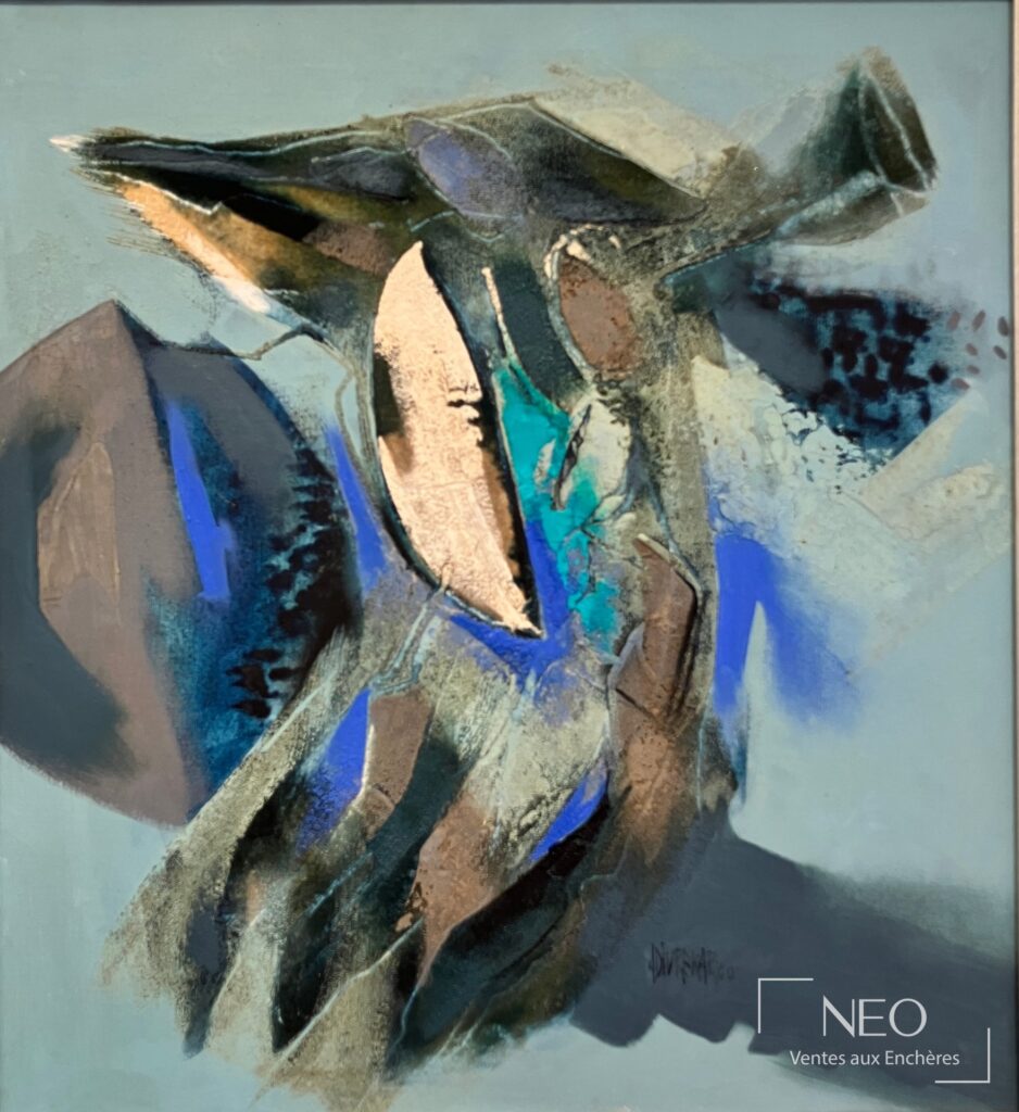 Composition abstraite en bleu de Gopal S. Adivrekar
