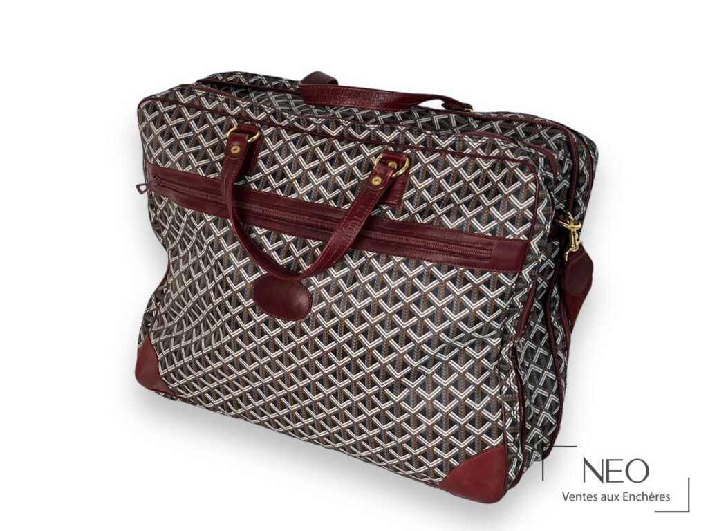 Sac de voyage Goyard en toile à motif goyardin et cuir bordeaux