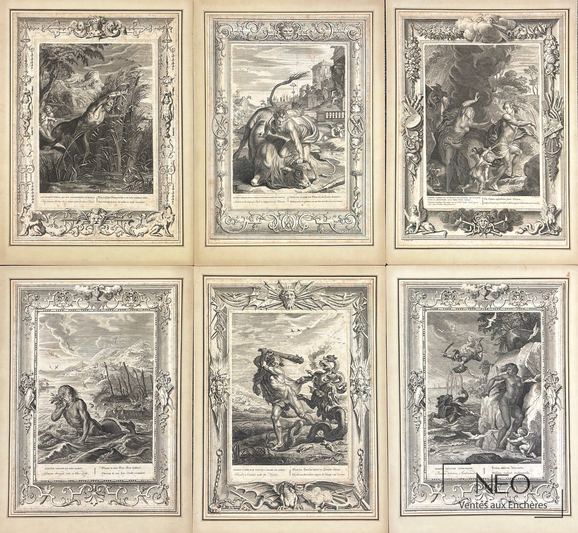 Six gravures encadrées