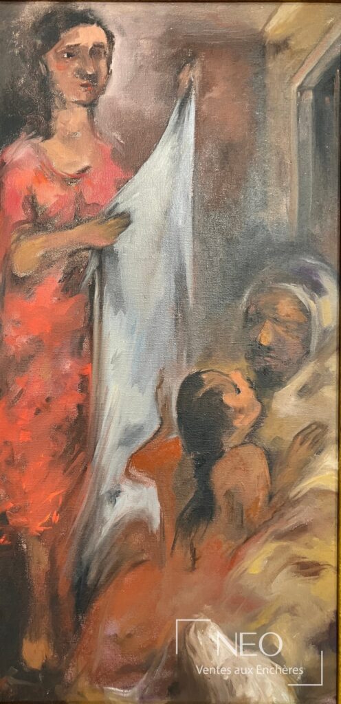 Scène d'intérieur peinte à l'huile