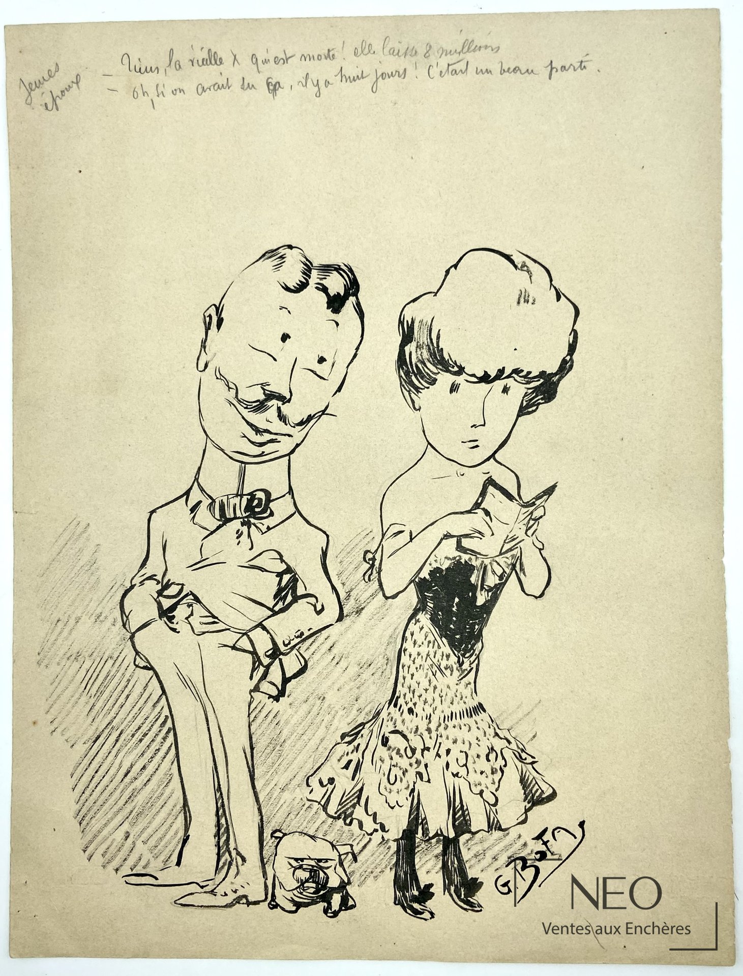 Dessin de Gus Bofa représentant un jeune couple