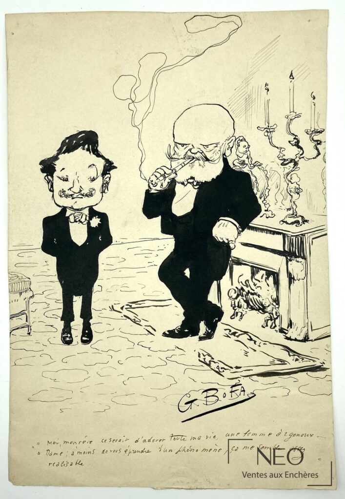 Dessin de Gus Bofa représentant deux personnages dans un intérieur