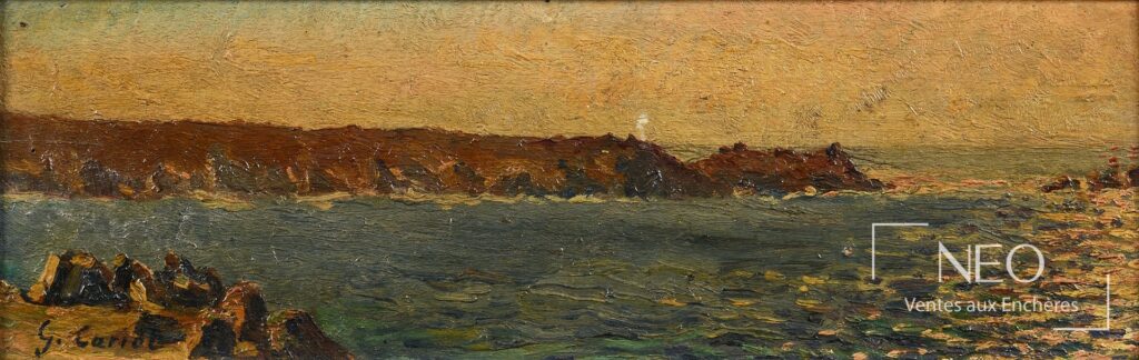 Huile sur panneau représentant la pointe du Raz