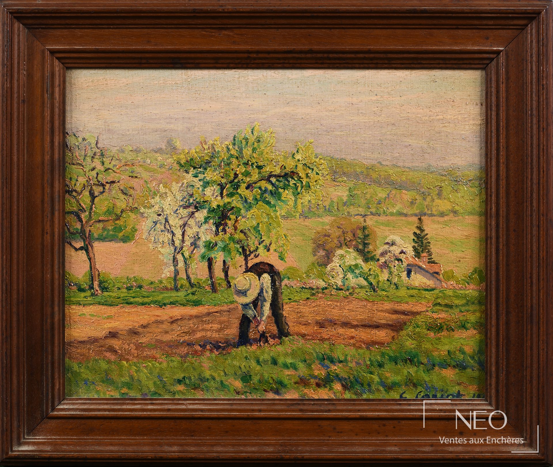Gustave Cariot, Paysan au champ, huile sur toile