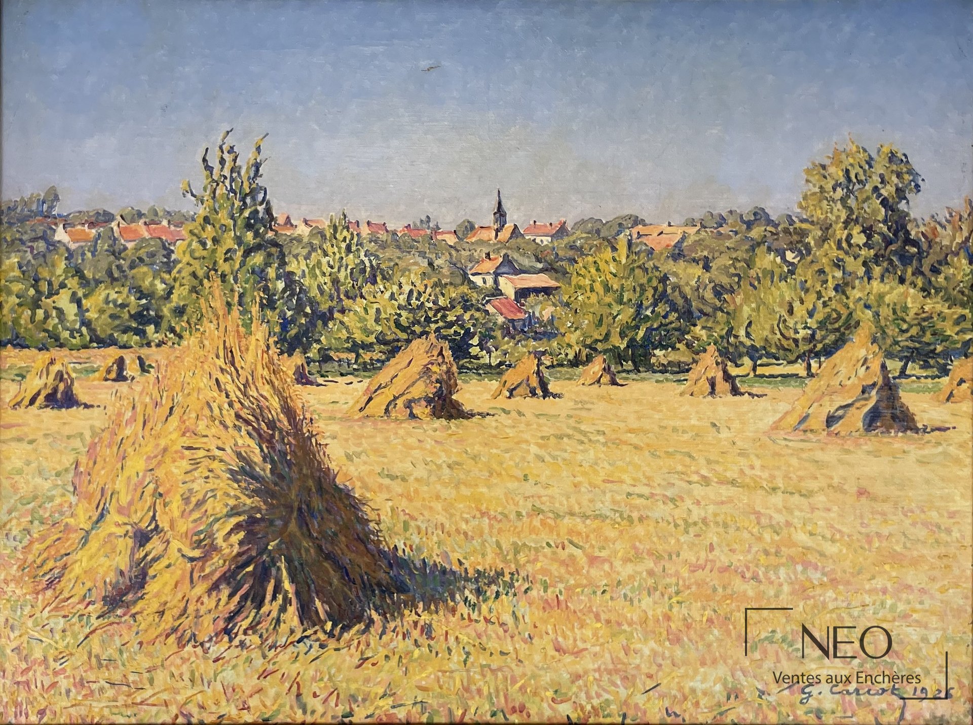 Paysage de meules dans un champ