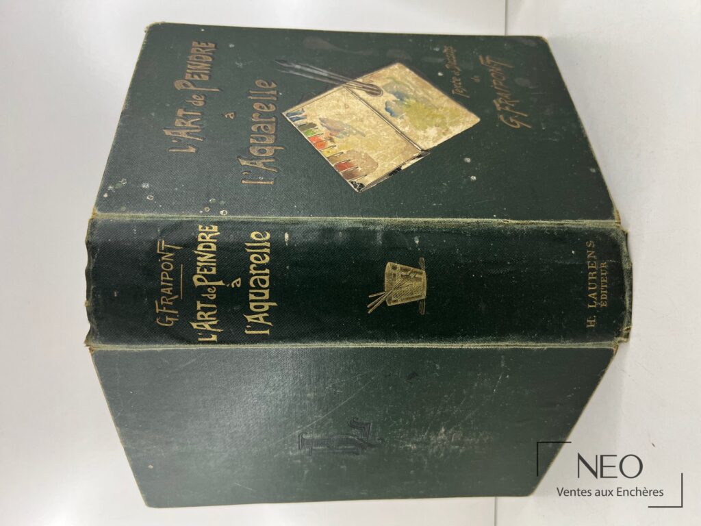 Couverture rigide verte de L'art de peindre à l'aquarelle de Gustave Fraipont