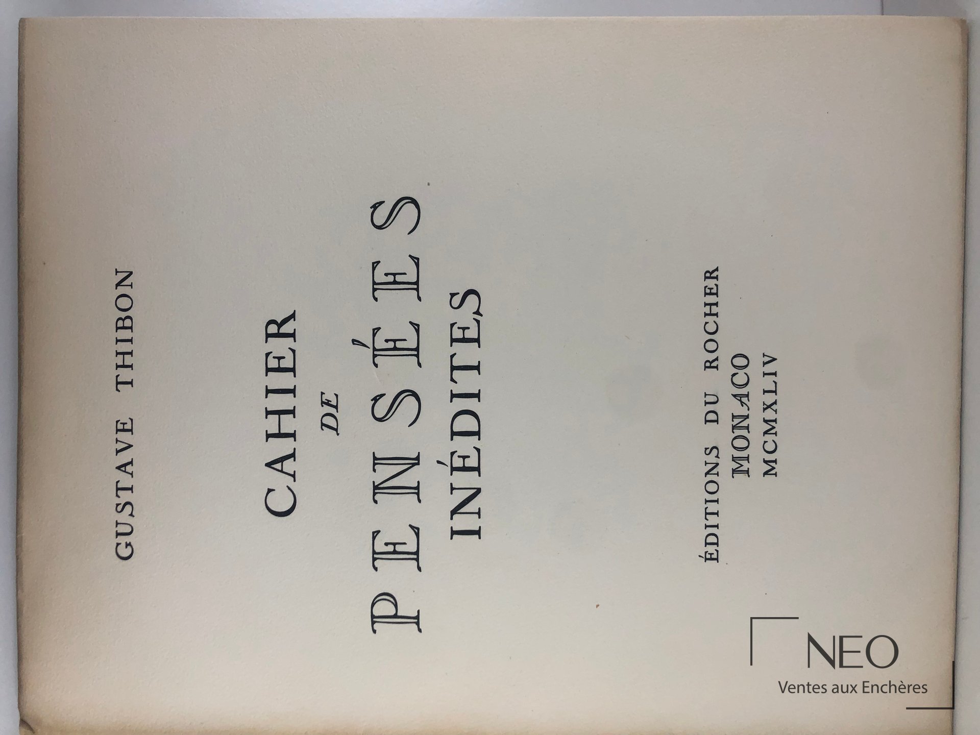 Couverture du cahier de pensées inédites de Gustave Thibon