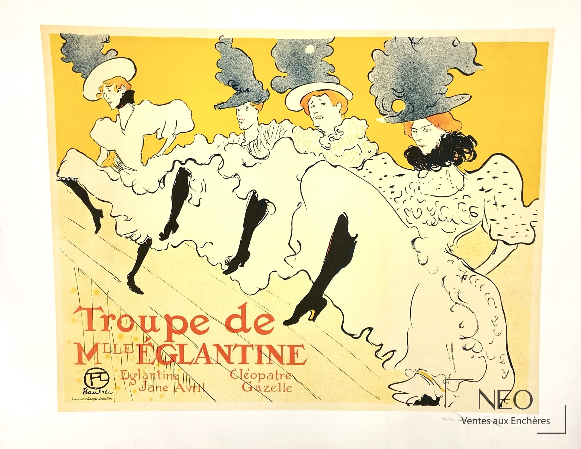 Lithographie en couleurs de Henri de Toulouse-Lautrec intitulée La troupe de Mlle Eglantine
