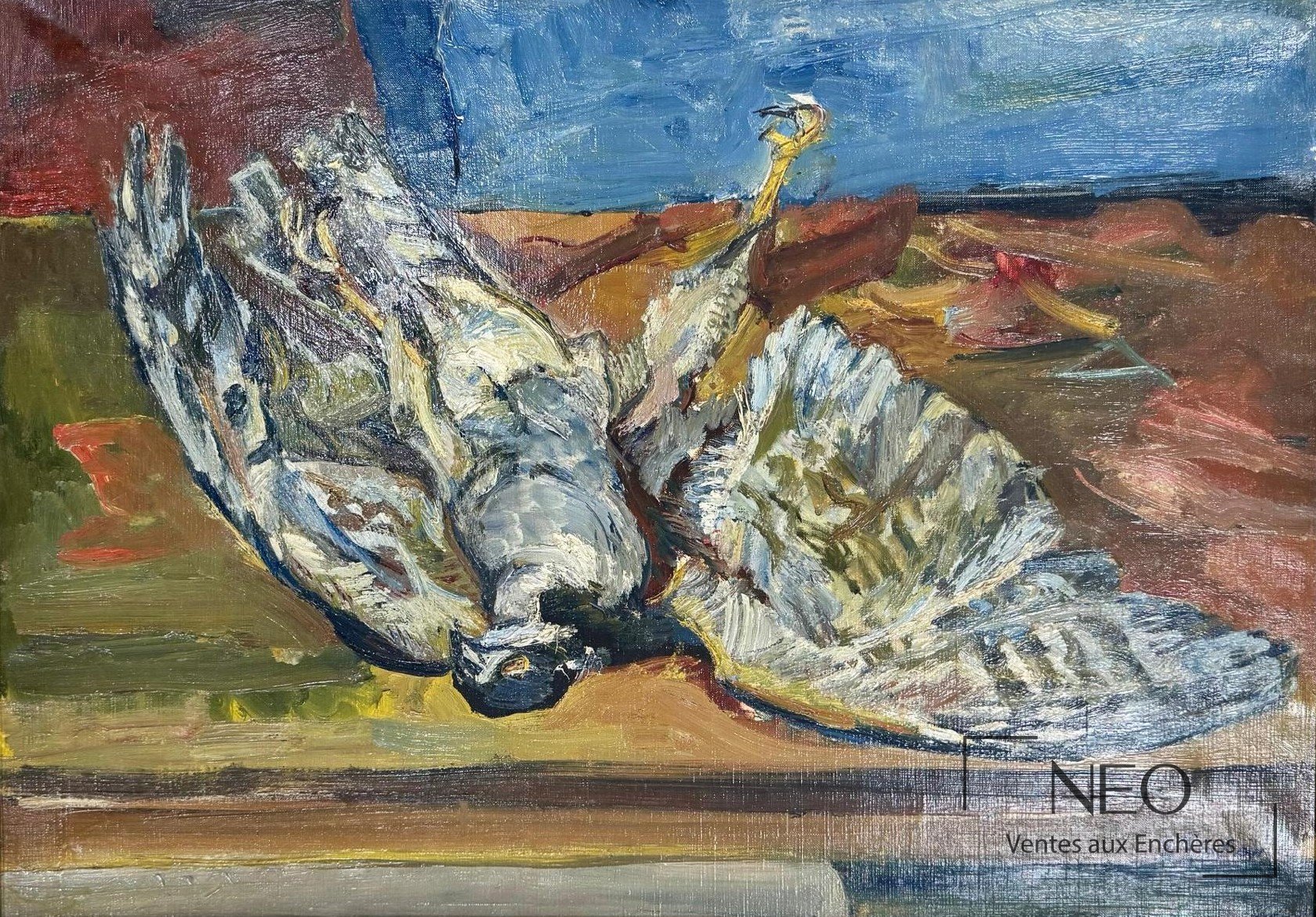 Huile sur toile de Henri Epstein représentant un faucon