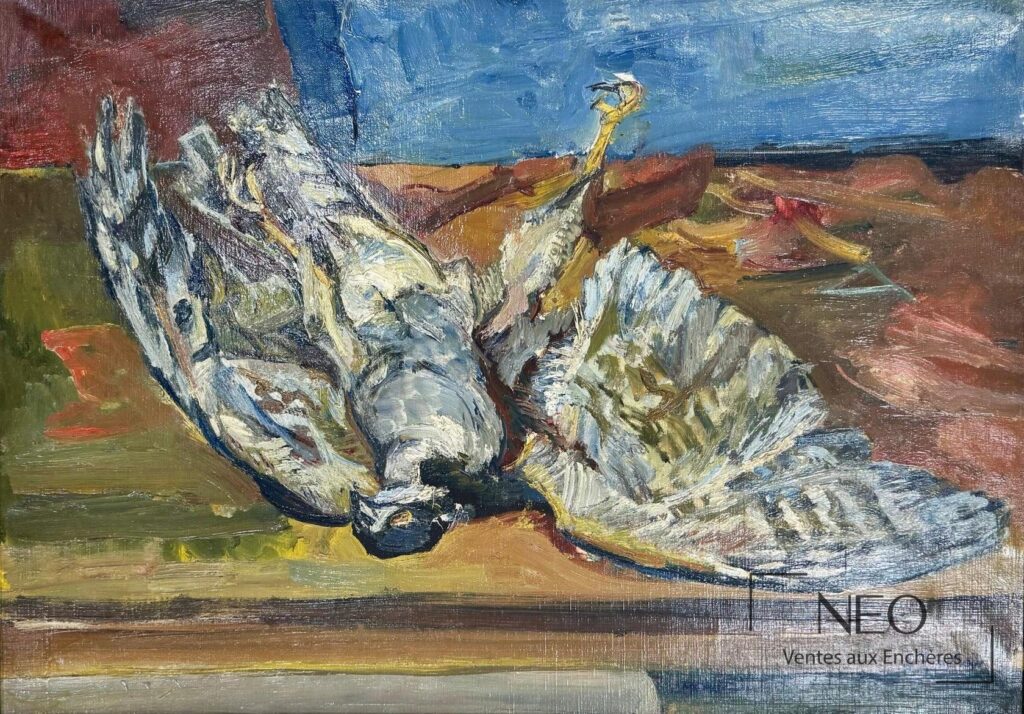 Huile sur toile de Henri Epstein représentant un faucon