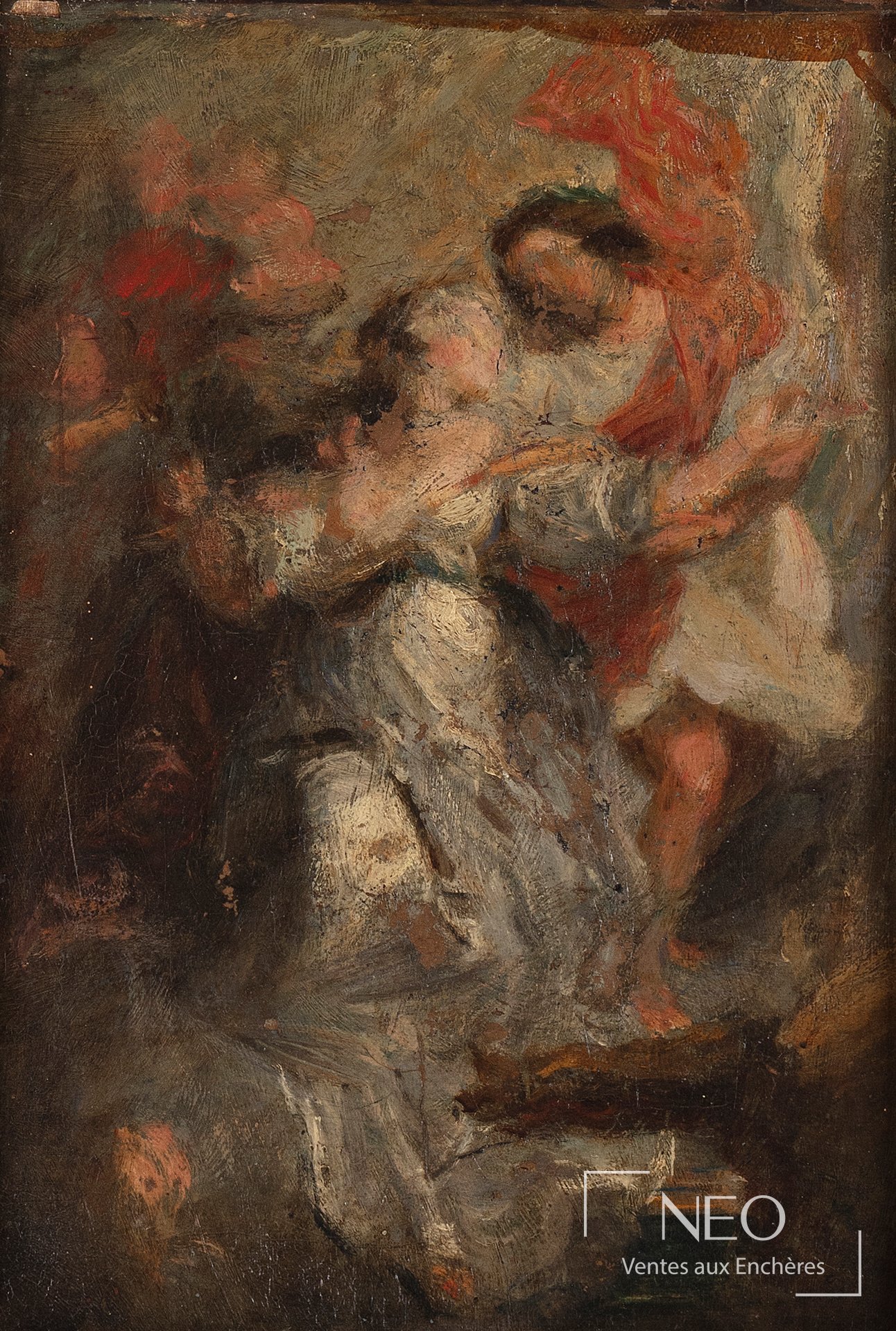 Peinture de Henri Fantin-Latour représentant une scène historique aux tons bruns et rouges