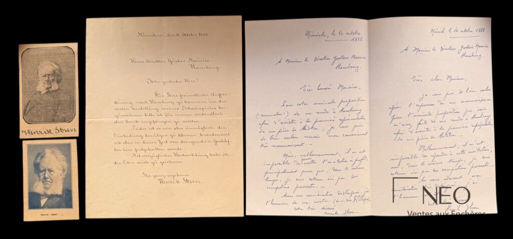 Lettre autographe signée d’Henrik Ibsen ouverte