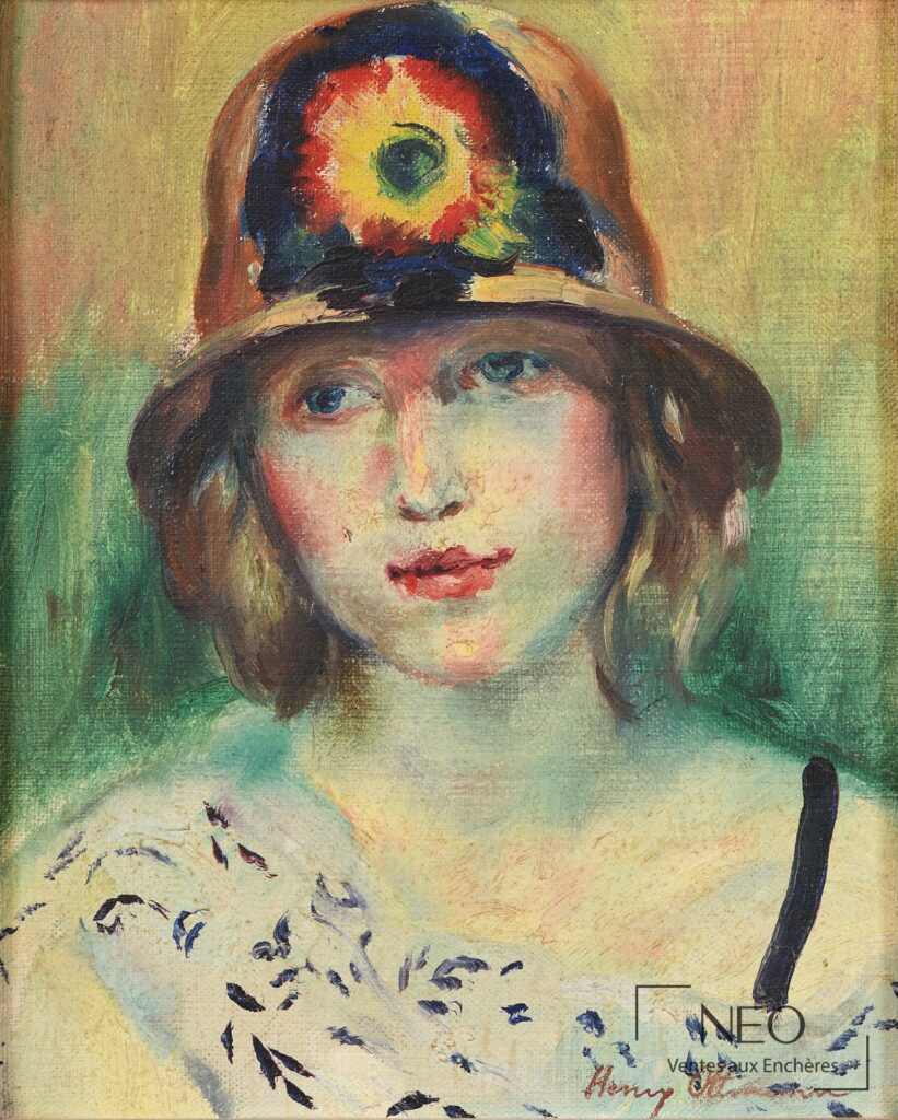 Portrait de jeune femme peint à l'huile sur toile