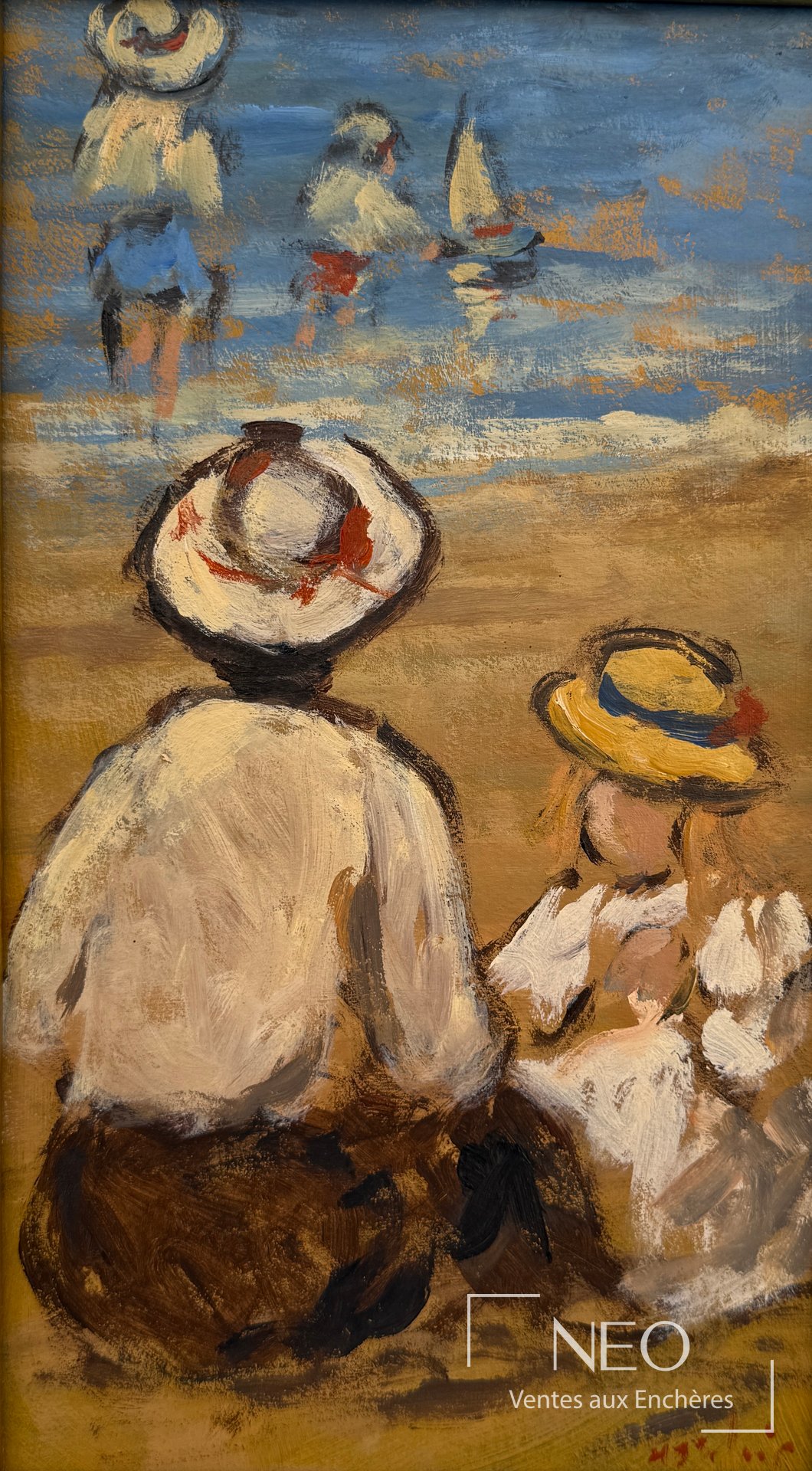 Henry Saint Clair Scène de plage, huile sur carton