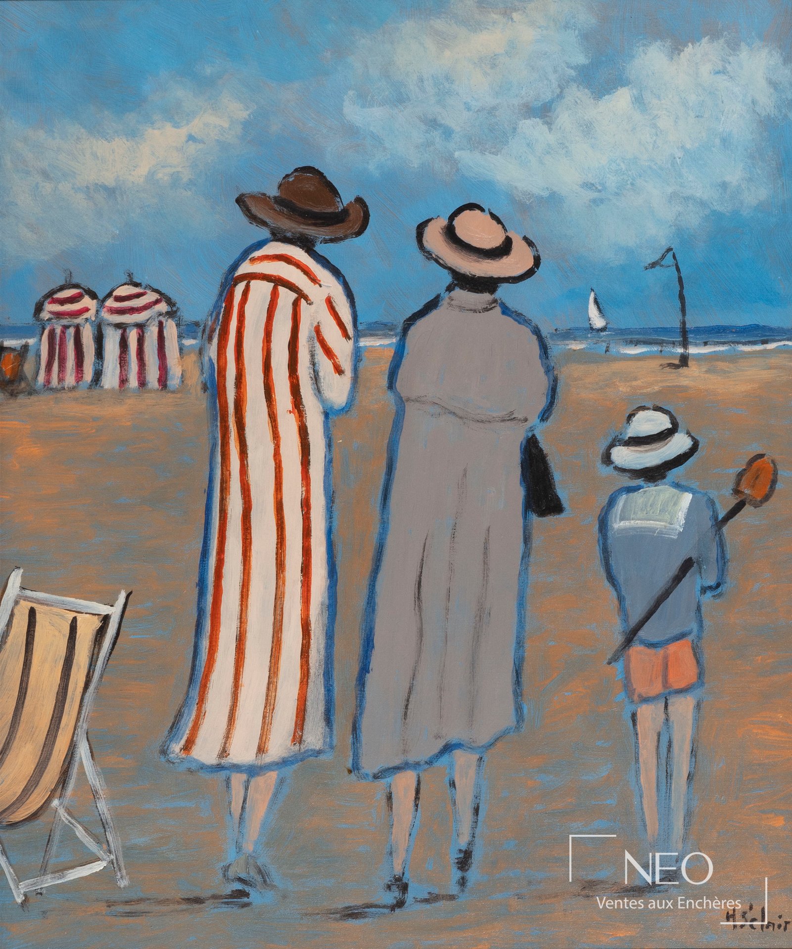 Scène de plage animée de Henry Saint Clair