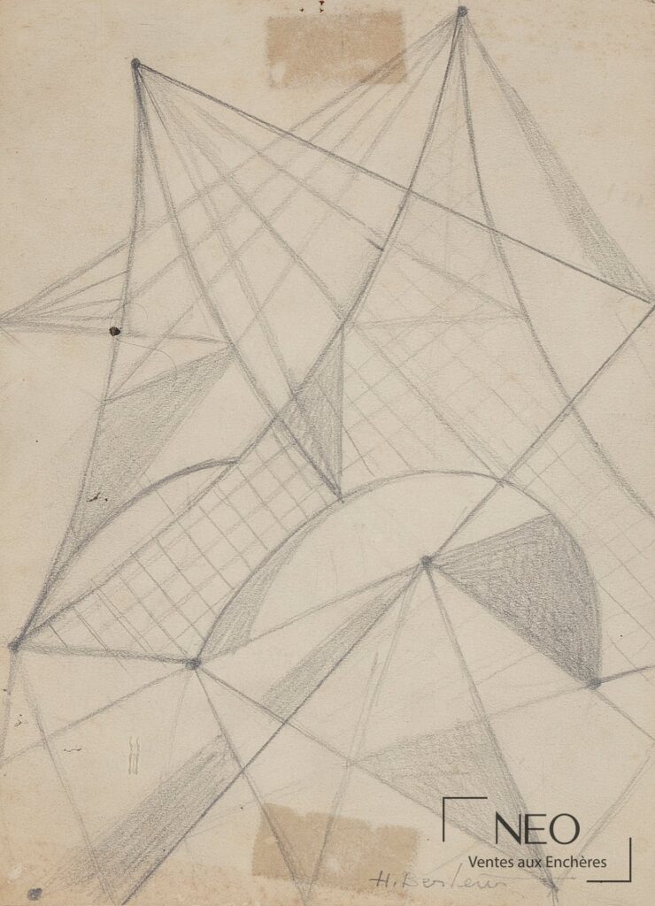 Composition géométrique au crayon graphite sur papier