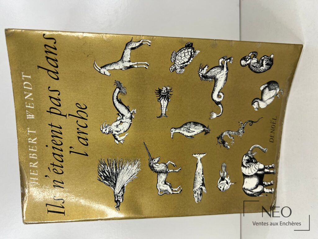 Couverture du livre Herbert Wendt sur fond doré avec animaux dessinés