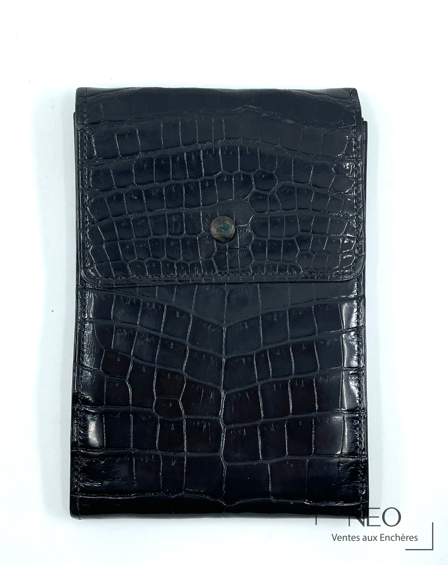 Porte-photos Hermès Paris en crocodile noir