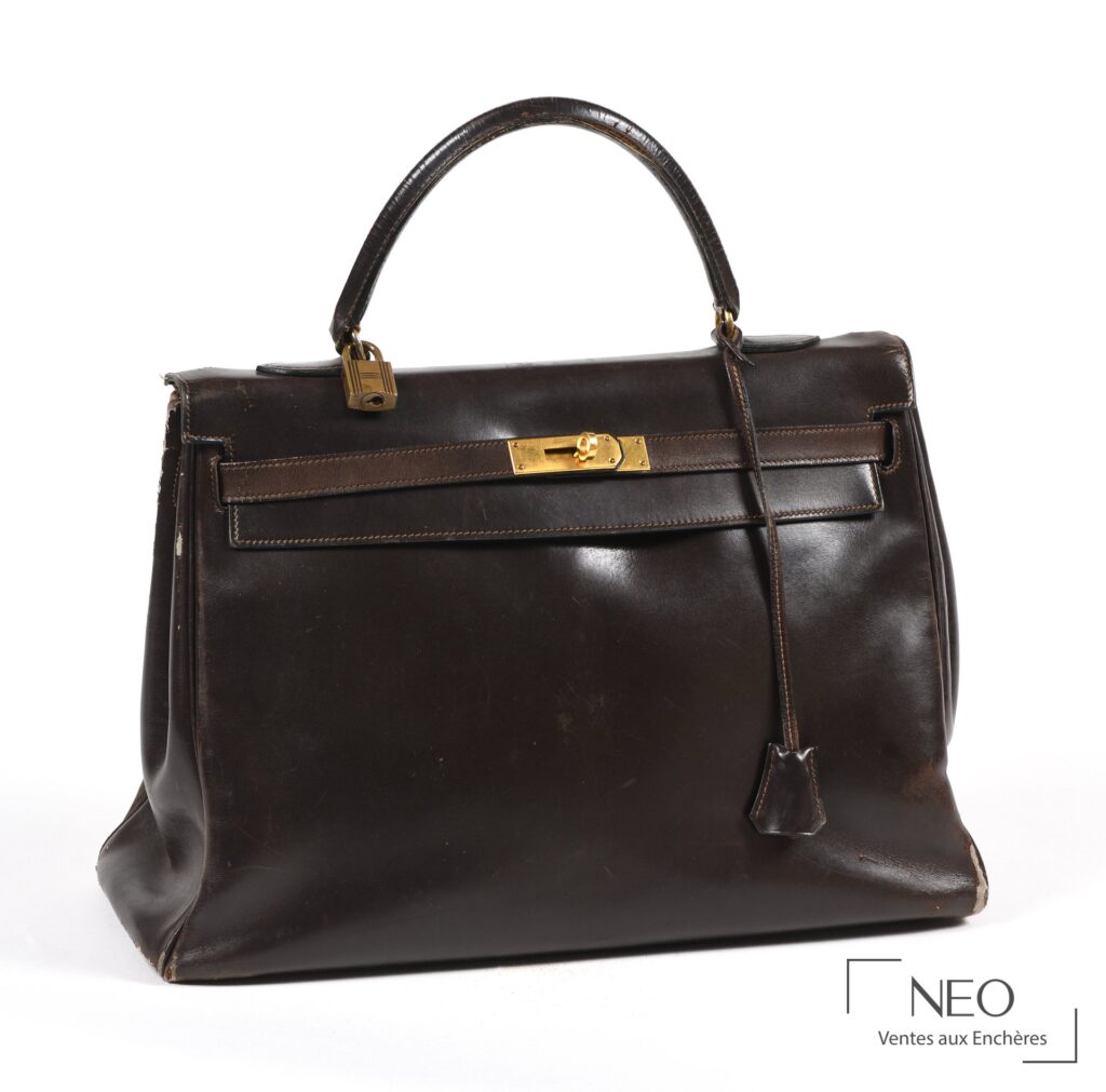 Sac Kelly Hermès Paris 35 cm en veau Box marron