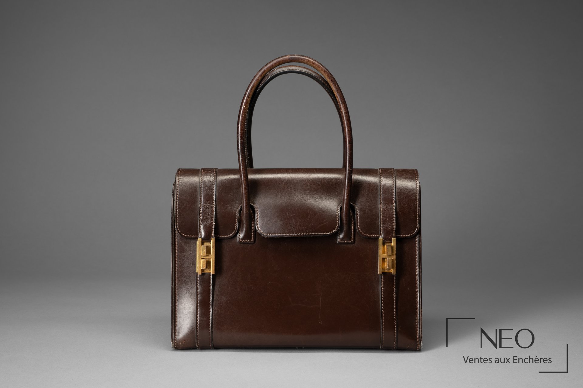 Sac Hermès Drag en cuir marron