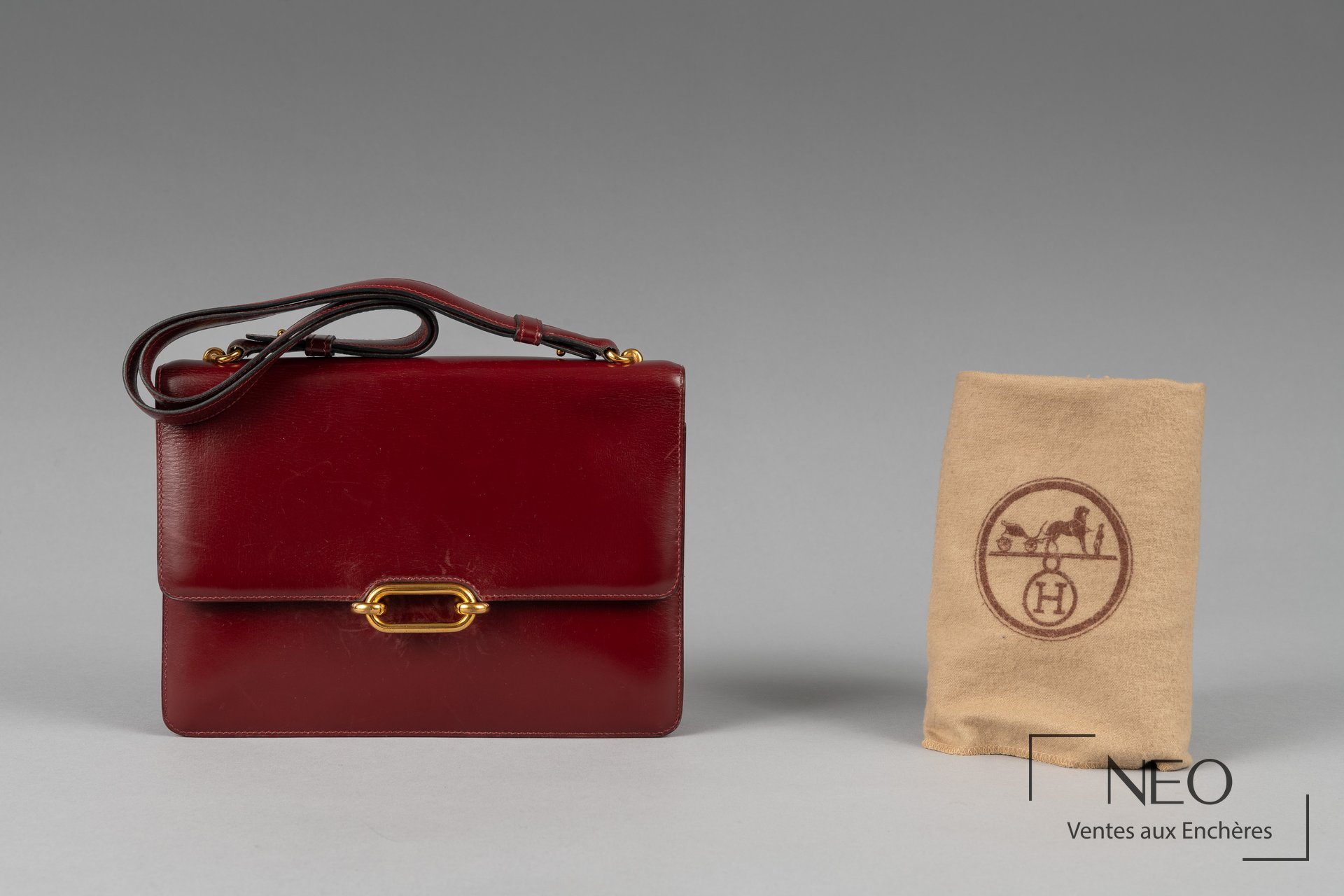 Hermès sac Fonsbelle en veau box rouge, circa 1980