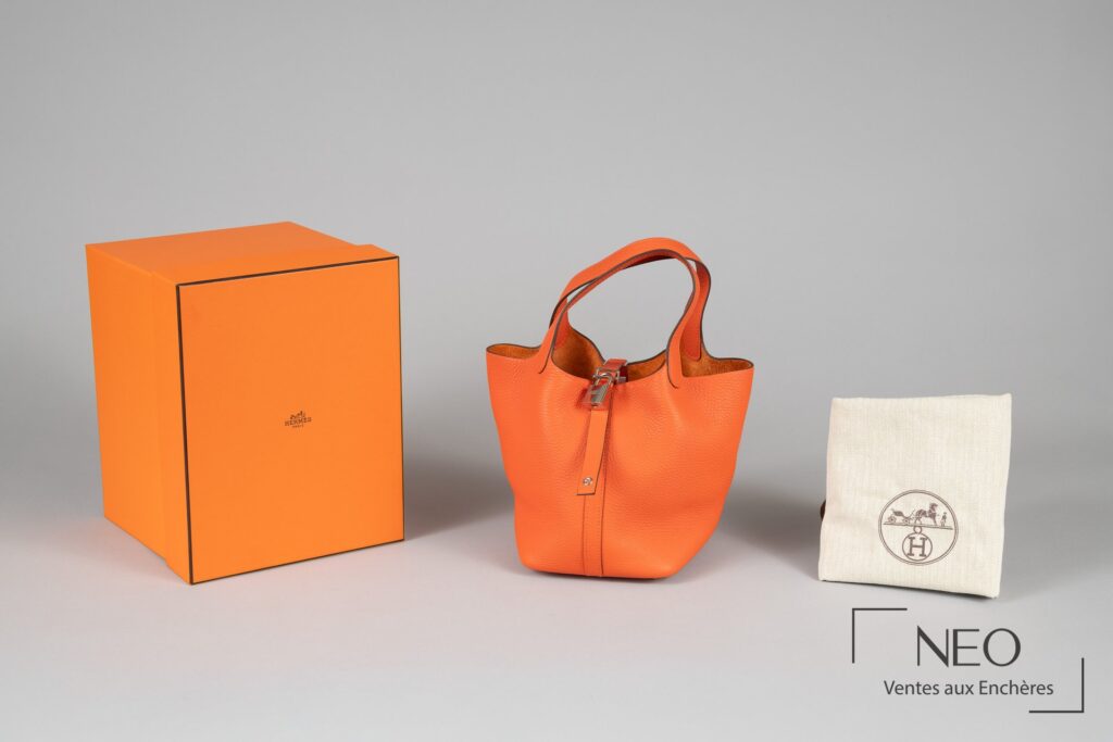 Sac Hermès Picotin 18 cm orange avec boîte et dustbag