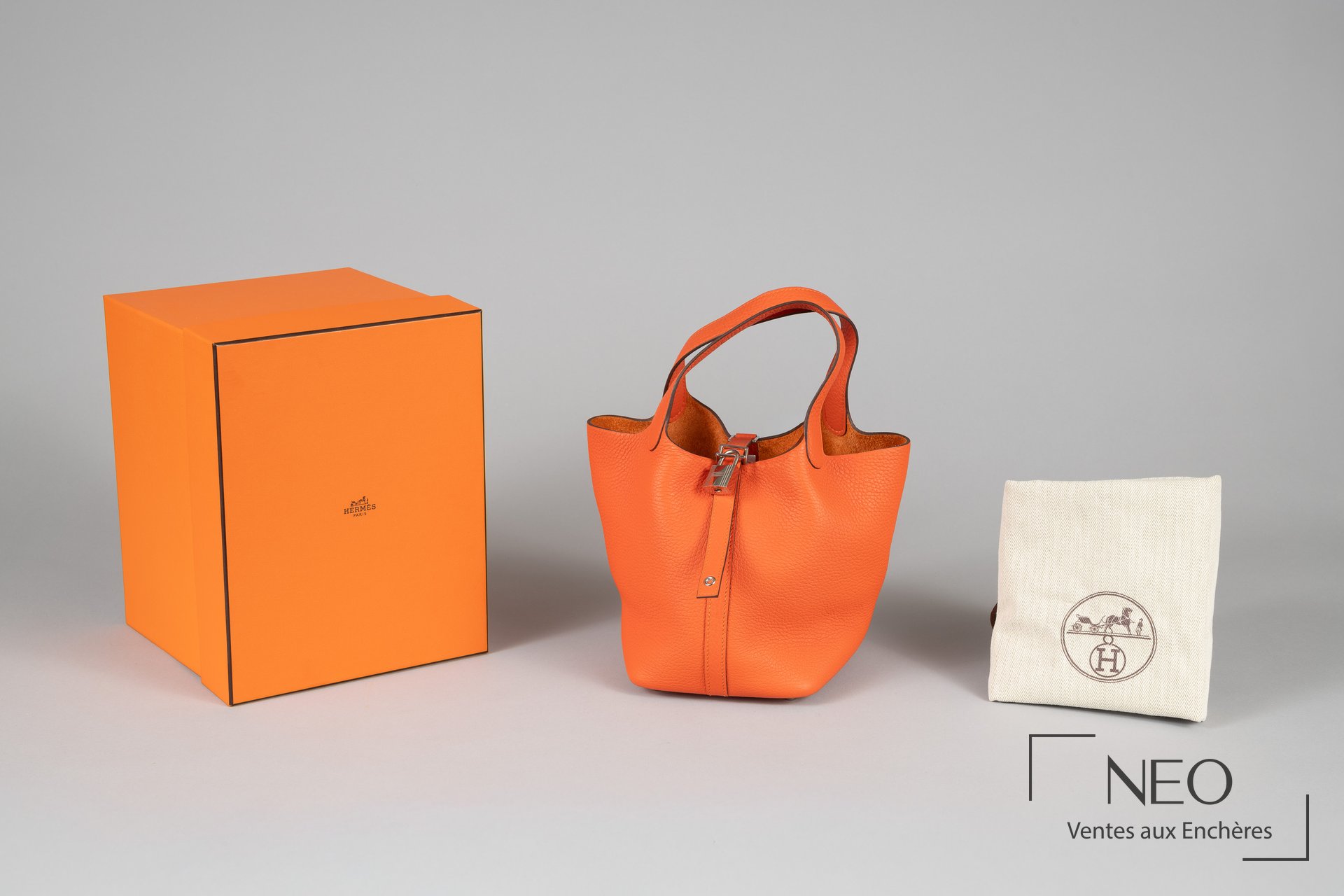 Sac Hermès Picotin 18 cm orange avec boîte et dustbag