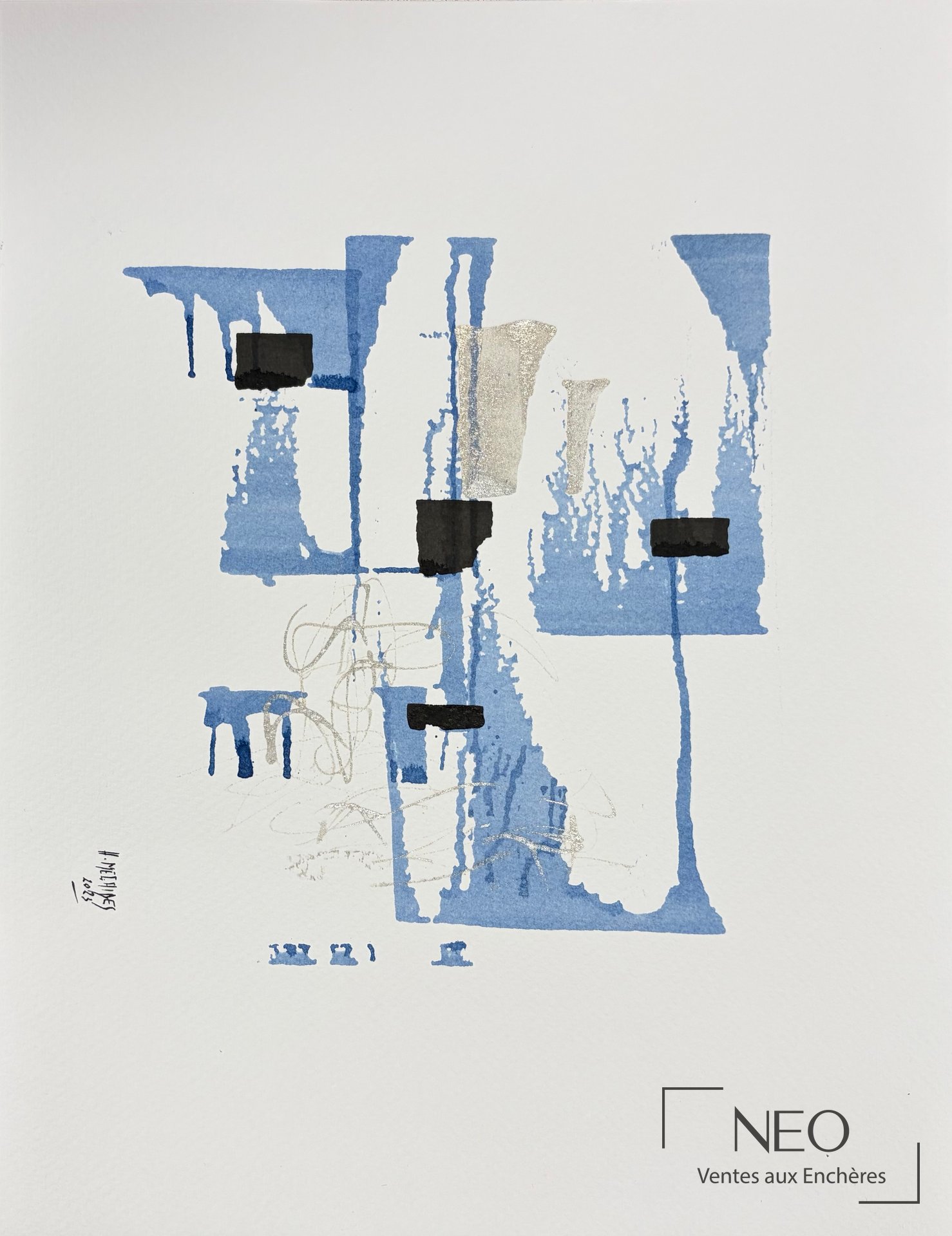 Composition abstraite en bleu