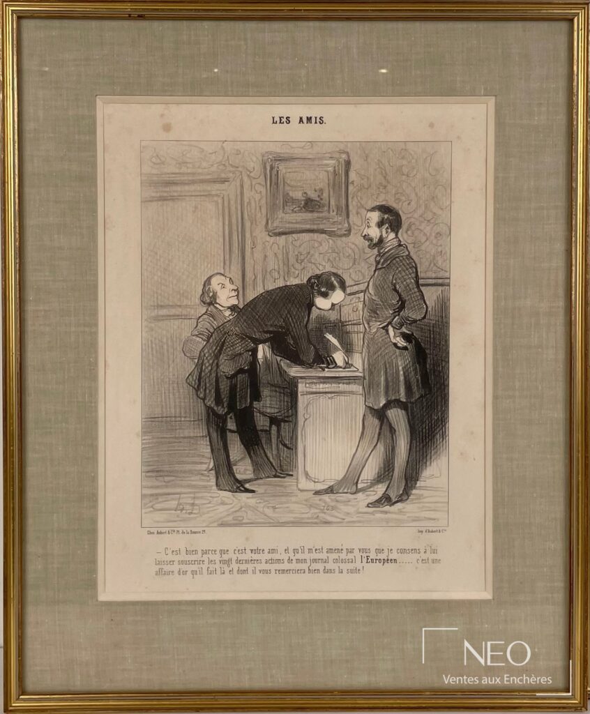 Lithographie d'Honoré Daumier intitulée Les amis