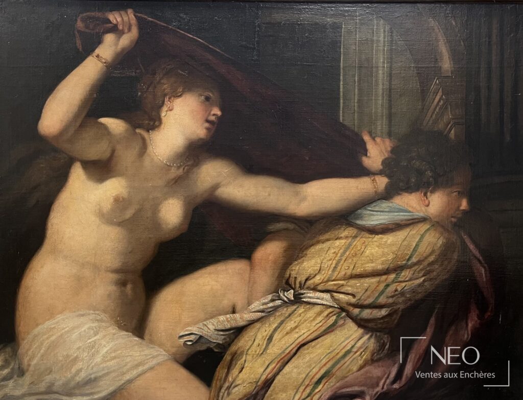Scène peinte de Joseph et la femme de Putiphar