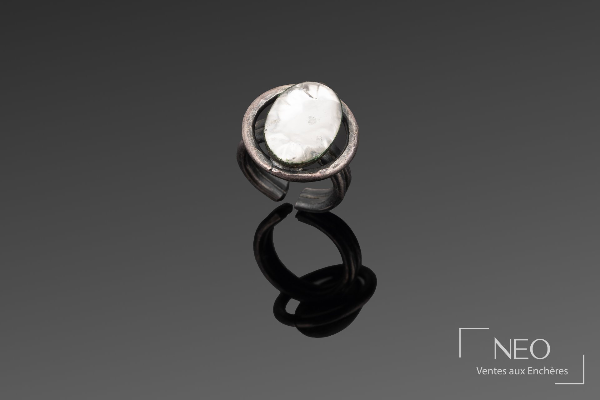 Jacques Gautier bague réglable en métal argenté vers 1970
