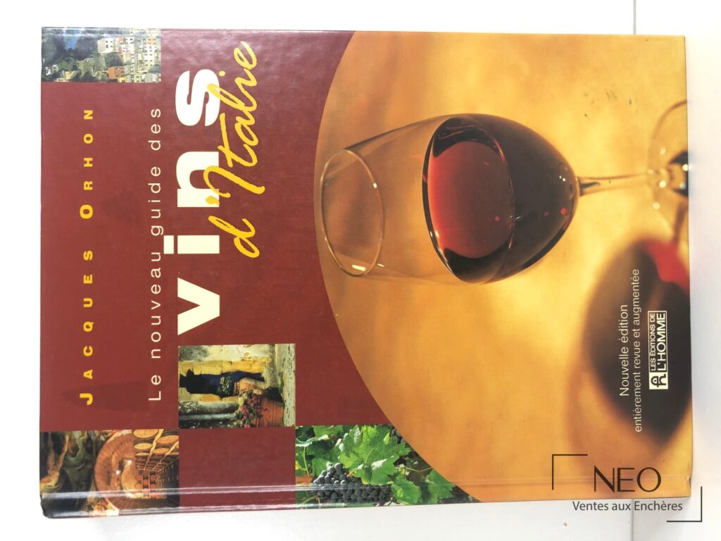 Couverture du guide des vins d’Italie de Jacques Orhon avec verre de vin rouge