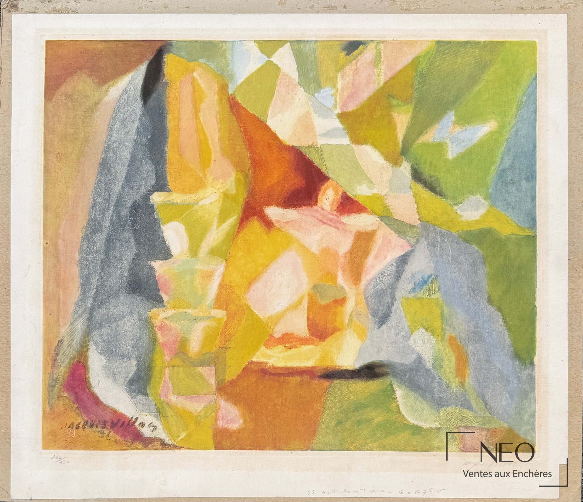 Composition abstraite de Jacques Villon en couleurs vives